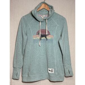 The Black Dog Vintage Collection Hoodie Mint Green Sweatshirt Sz XS Thumbholes
